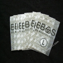 TPU Tags With Brand Name Logo Transparent Label Printing Washing Care Labels for Swimmingwear Tpu Logo Heat Transfer Tpu Label